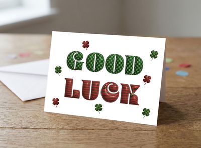 Good Luck Tartan Greetings Card – 5 x 7 Inches