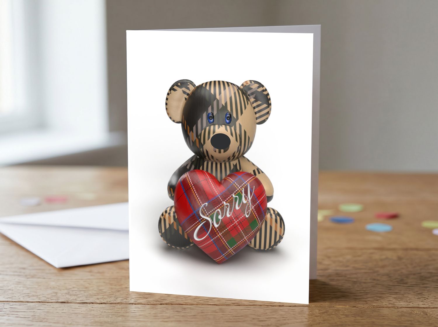 Sorry Teddy Bear Greetings Card – 5 x 7 Inches