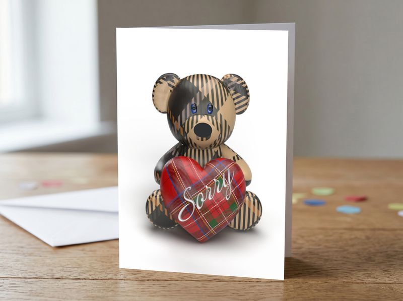 Sorry Teddy Bear Greetings Card – 5 x 7 Inches
