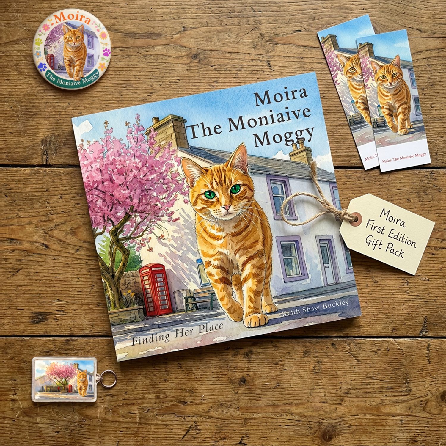 Moira First Edition Gift Pack – Limited Edition Book, Badge &amp; Keyring Set