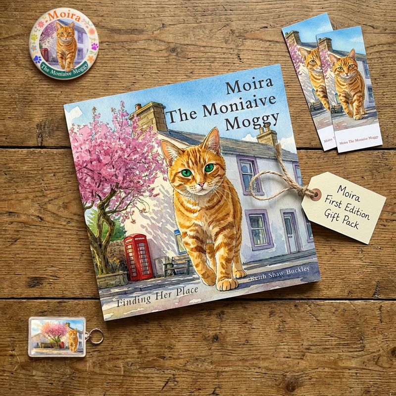 Moira First Edition Gift Pack – Limited Edition Book, Badge &amp; Keyring Set