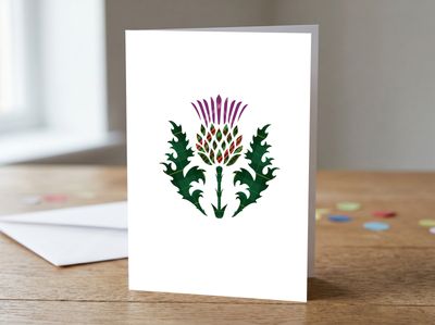 Single Scottish Thistle Greetings Card (5 x 7")