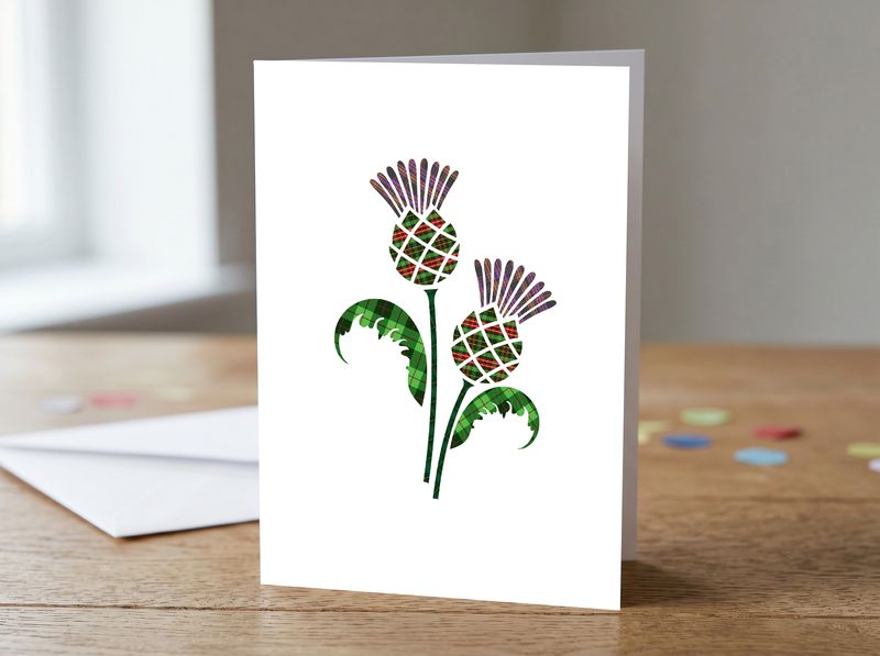 Single Scottish Thistle Greetings Card (5 x 7")