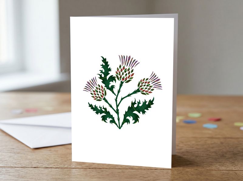 Single Scottish Thistle Greetings Card (5 x 7")