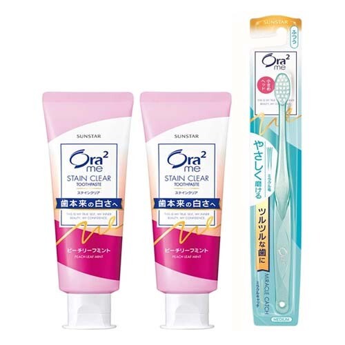 SUNSTAR Ora2 ME Stain Clear Toothpaste x 2pcs, Type: Peach and Mint