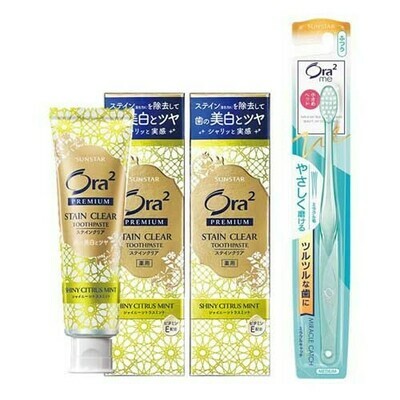 SUNSTAR Ora2 Premium Stain Clear Toothpaste x2pcs, Type: Shiny Citrus Mint