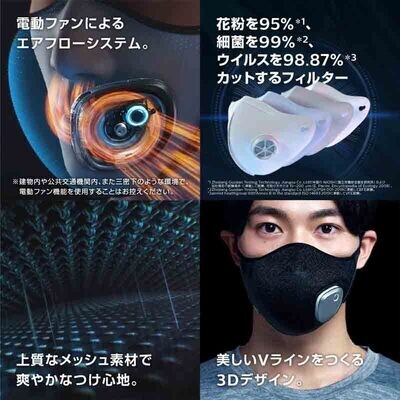 新品PHILIPS Breeze Mask　2セット Philips Breeze Mask with Electric Fan Black