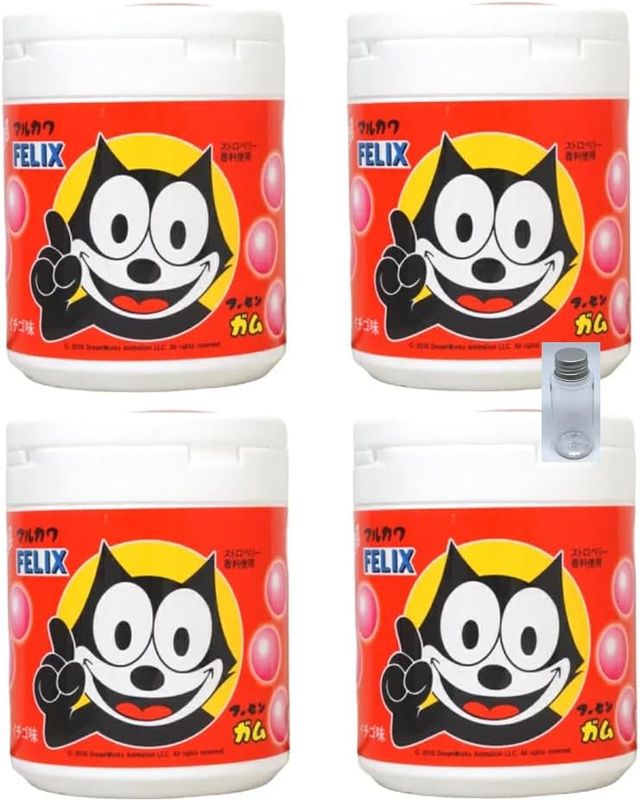Marukawa Gum Bottled Gum Assorted Set with Bonus (4 Pieces + Carrying Case, Philix Strawberry)