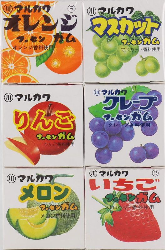 Marukawa Seika Fruit 6 Marble Gum, 6 x 15 Packs