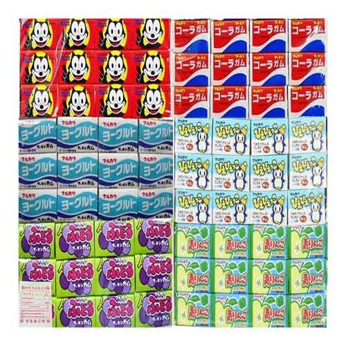 Marukawa Gum, Fusenggum, Philix Coke, Yogurt, Grapes, Green Apples, 6 Types, 12 Each Set, 72 Pieces Set, Assorted Dagashi & Sweets, Okura, Eat Comparison