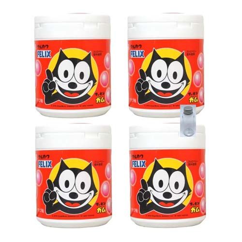 Marukawa Gum Bottled Gum Assorted Set with Bonus (4 Pieces + Carrying Case, Philix Strawberry)