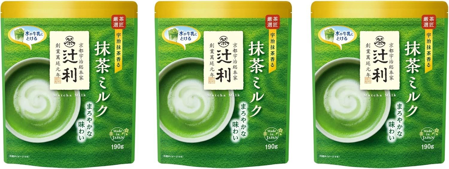 Tsujiri Matcha Milk Instant Drink (190g × 3 packs)