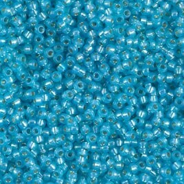 Seed Beads 11/0 Dyed Aqua Silver Lined Alabaster