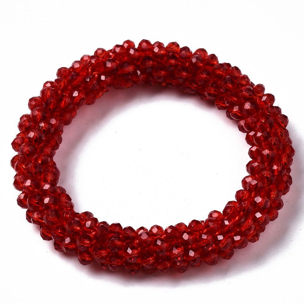Perlenarmband elastisch transparent rot