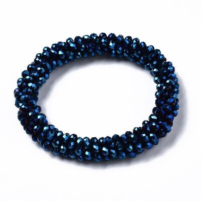 Perlenarmband elastisch metallicblau