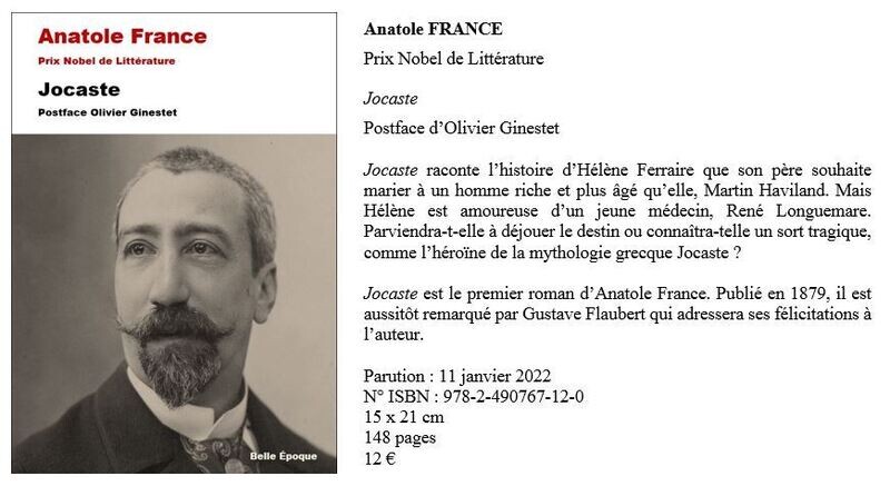 FRANCE Anatole - Jocaste - Postface Olivier Ginestet