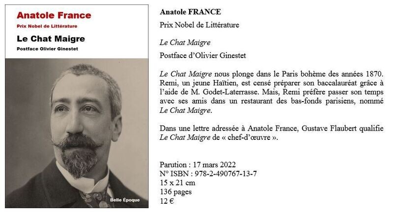 FRANCE Anatole - Le Chat Maigre - Postface Olivier Ginestet