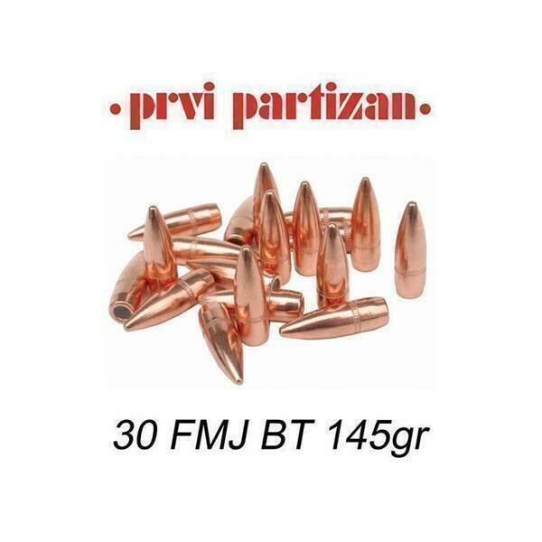 30 cal (.308) FMJ 145gr PPU Bullets Pack 100