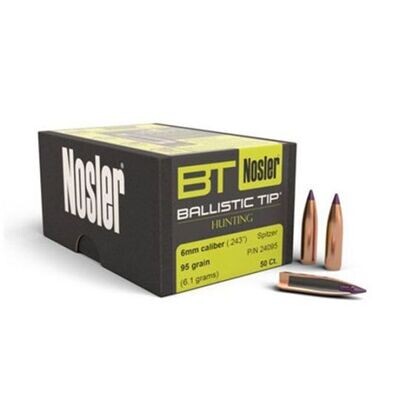 Nosler 6MM 95GR BALLISTIC TIP HUNTING (50CT) 24095 Nosler 6MM 95GR BALLISTIC TIP HUNTING (50CT) 24095