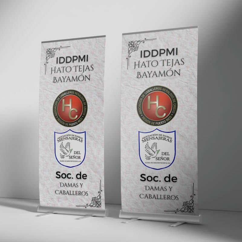 roll up retractil banner vertical diseño institucional organización evento stand puerto rico profesional impreso