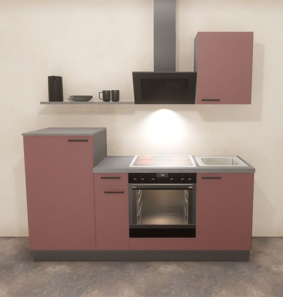Küchenzeile 200 cm in Rot mit E-Geräte - Wow 10