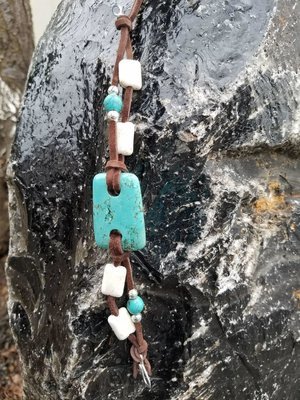 Turquoise & Silver Leather Bracelet