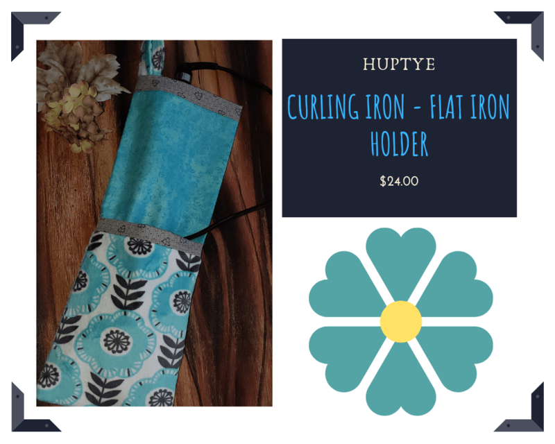 Turquoise Flower Curling Iron / Flat Iron Holder
