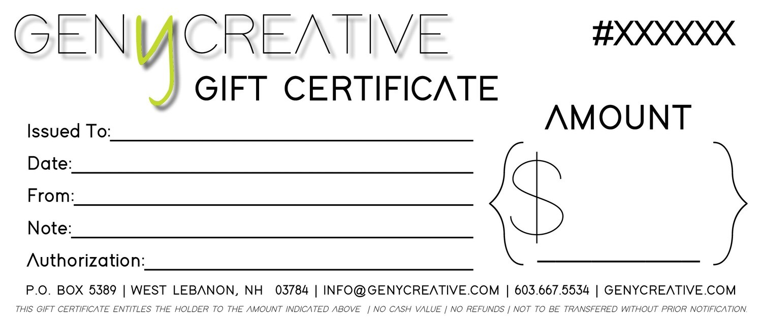 Gen Y Creative Gift Certificate