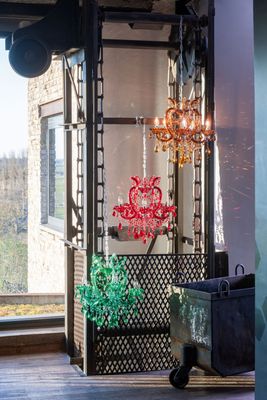 Hanglamp kant antiek rood