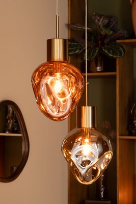 Hanglamp goud met/ glas koper