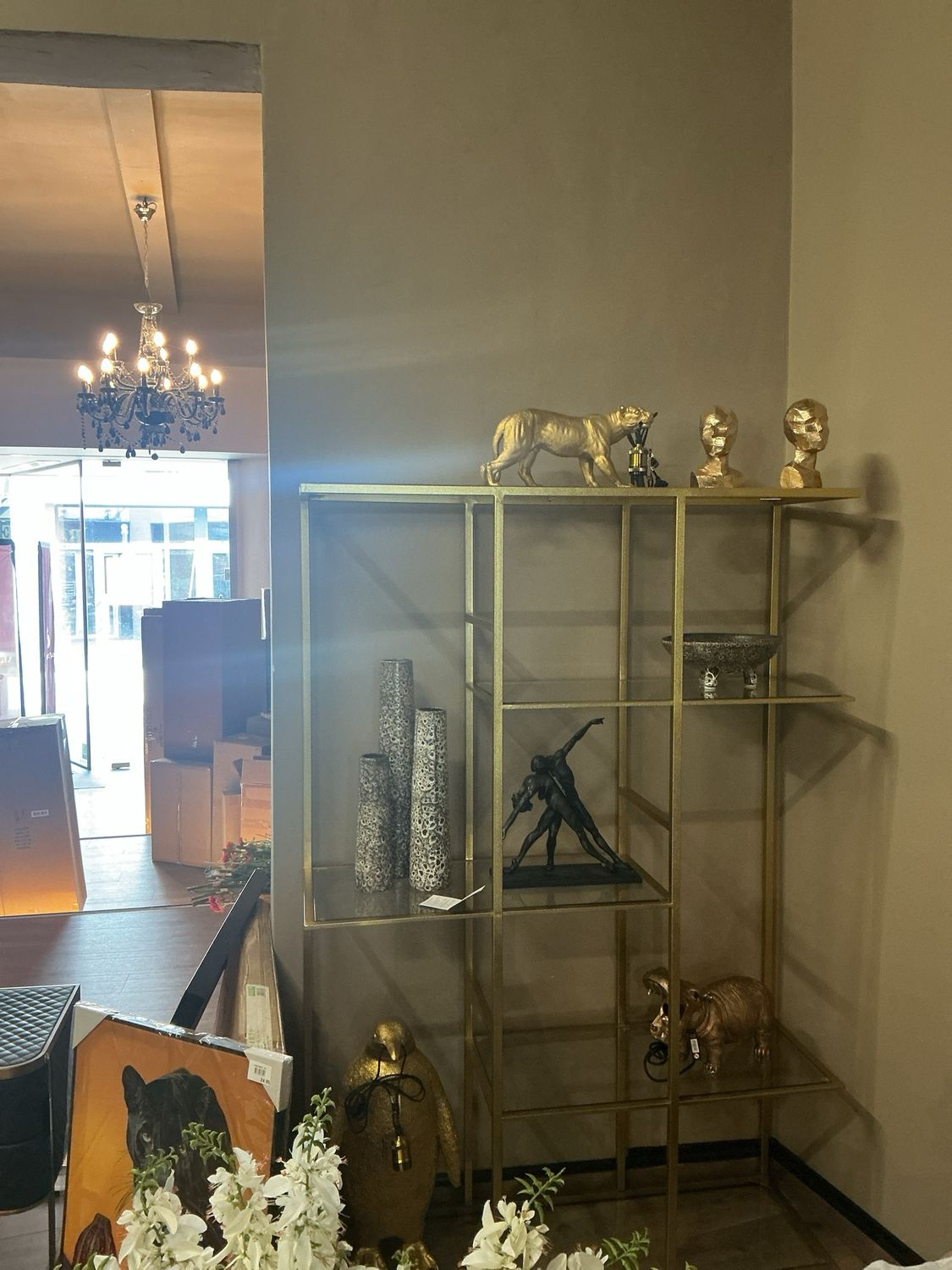 55754 Rek ijzer glas goud 120x40x180