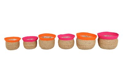 Mand ro Mats-Ole set 3 naturel roos/oranje Mand ro Mats-Ole set 3 naturel roos/oranje
