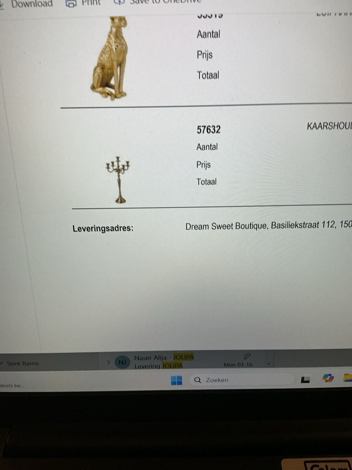 57632 kandelaar alu goud S