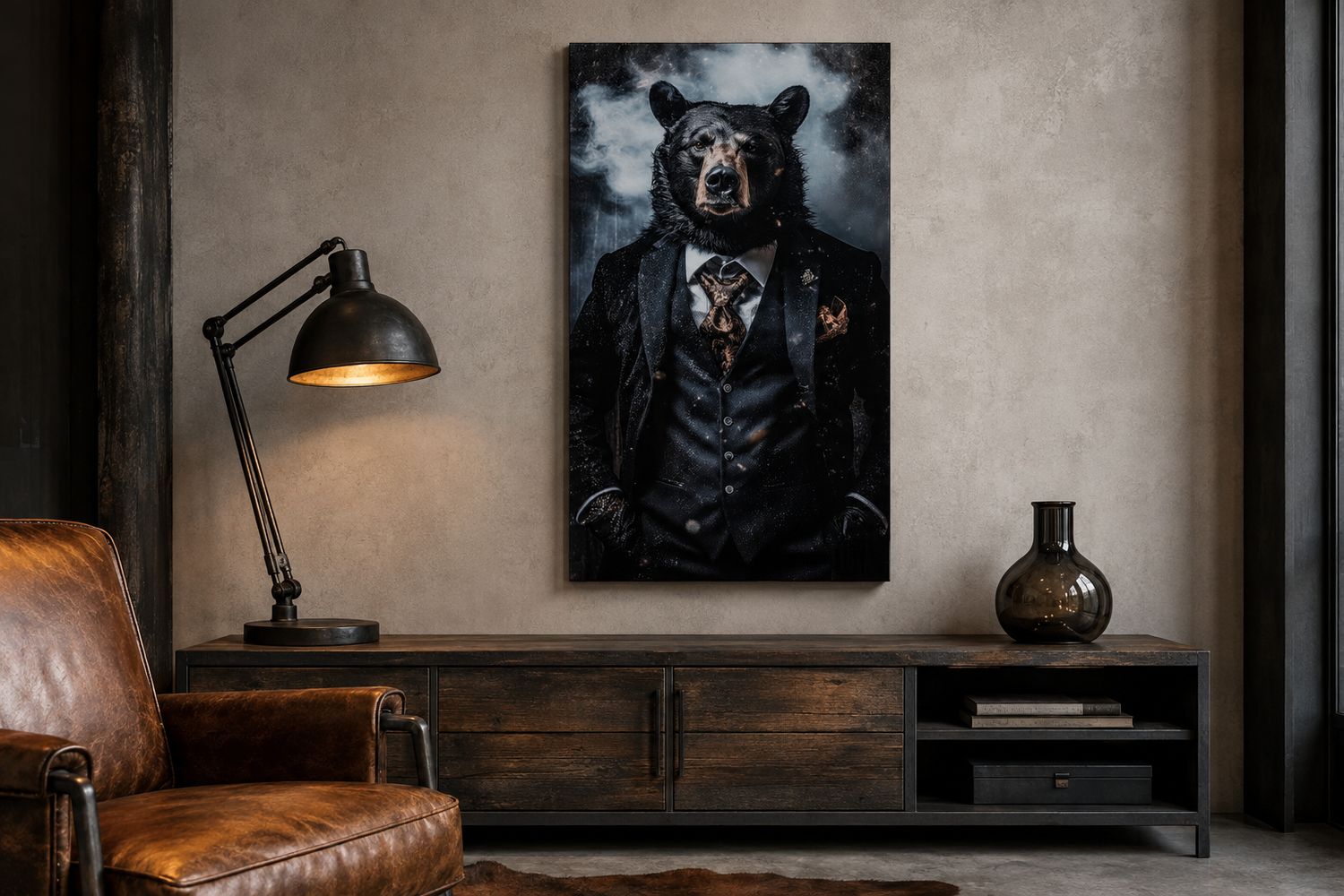 Peinture sur verre ours