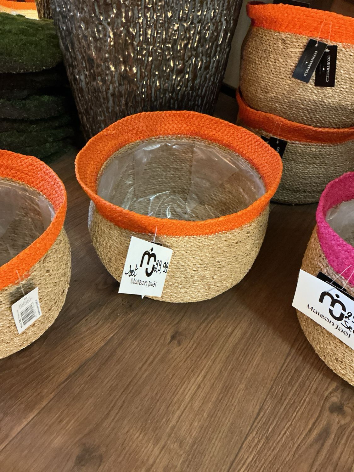 Mandje oranje/roze L