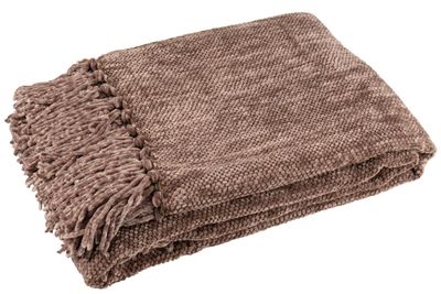 Couverture en chenille marron