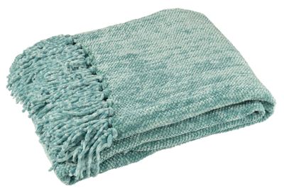 Couverture en chenille turquoise