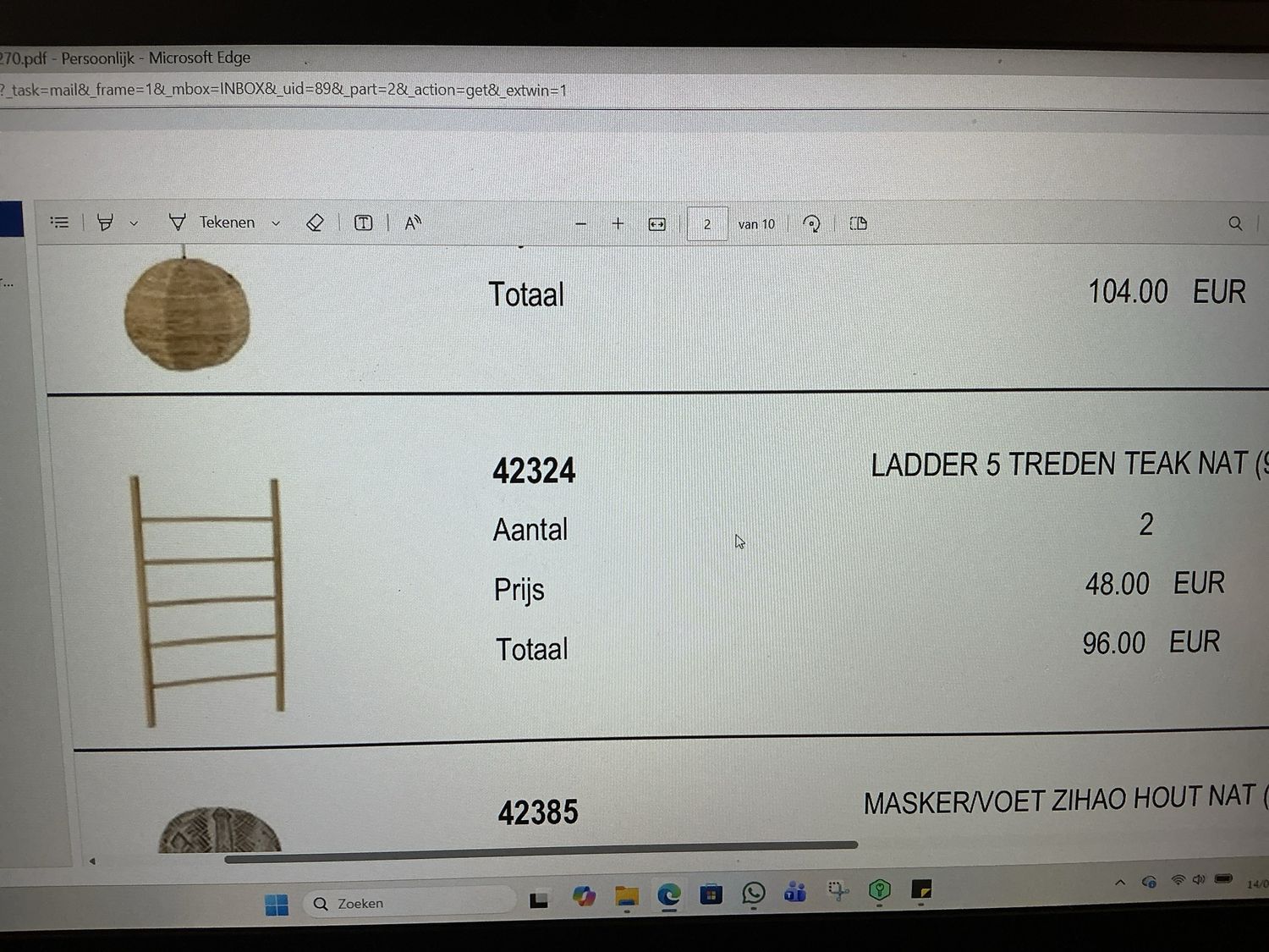 42324 ladder 5 treden teak nat