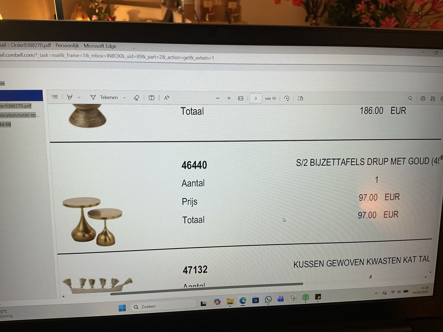 Bijzettafel S druppel goud