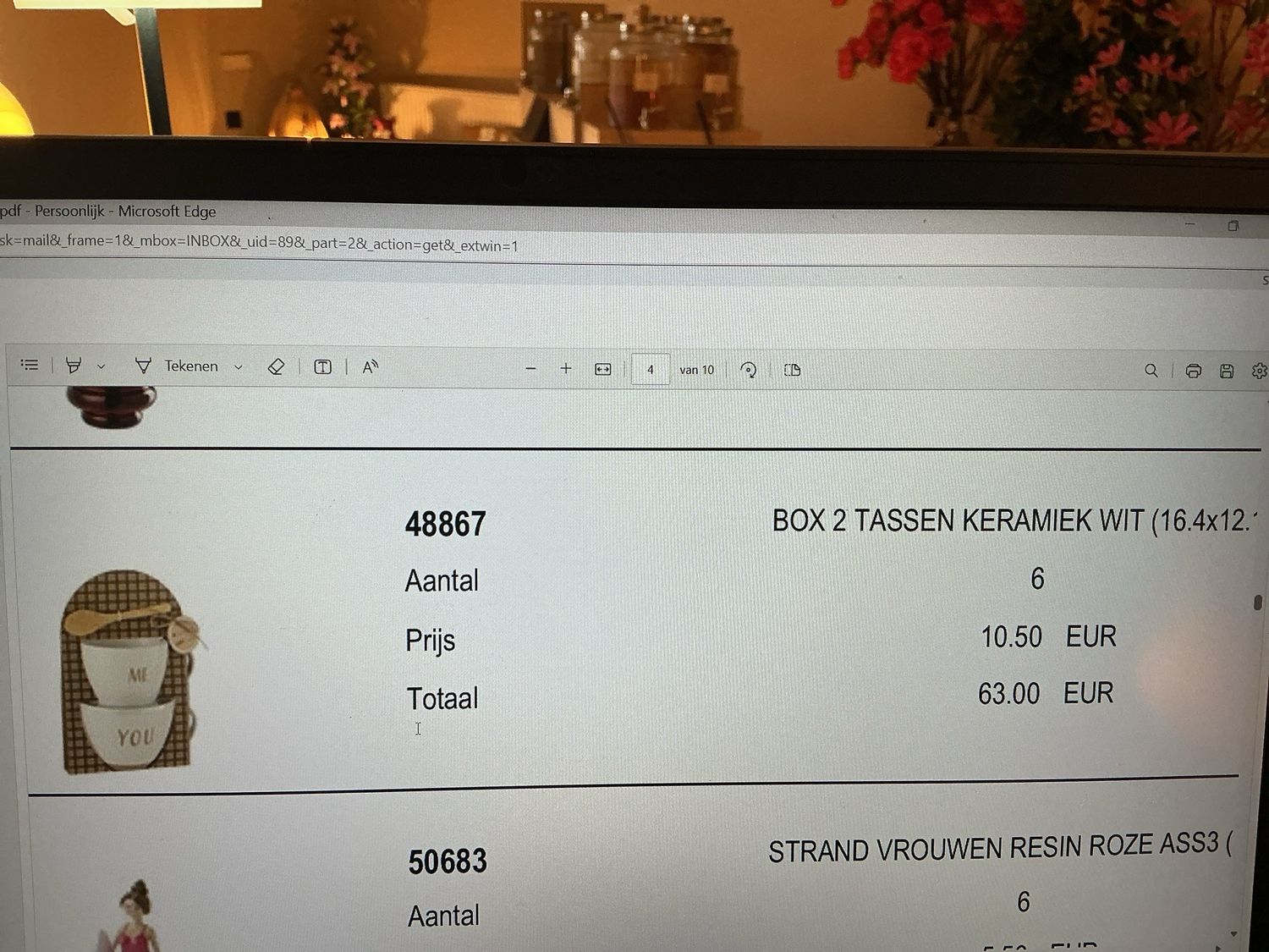 48867 box 2 tassen keramiek wit