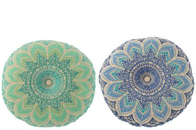 Ronde Kussen Mandala turk/blauw
