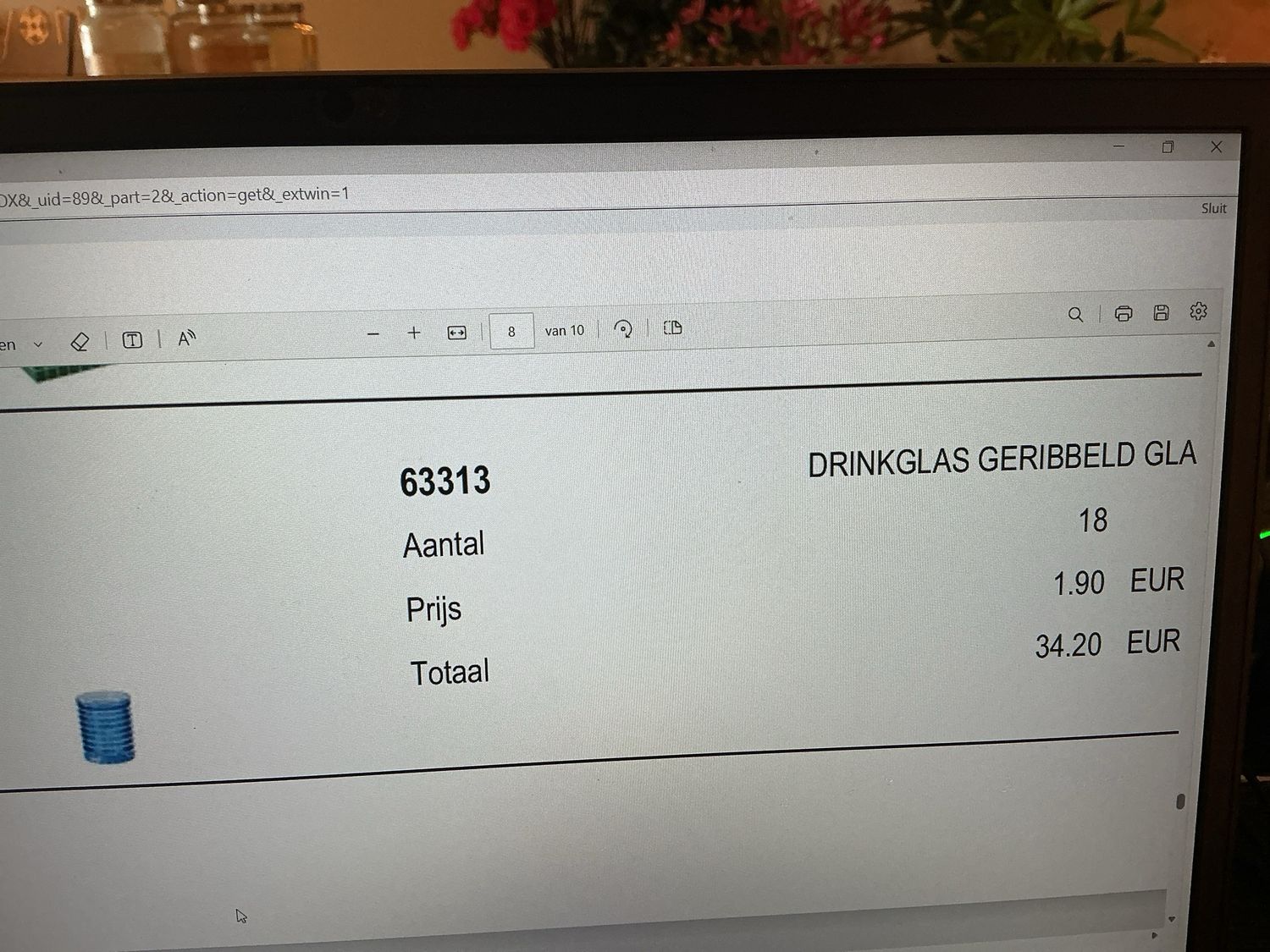 63313 drinkglas geribbeld glas kob
