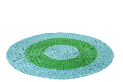 Striped Raffia Rug blue/green – yellow/orange