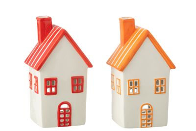 Orange/Red House-Shaped Tealight Holder