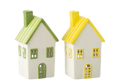 Yellow/Green House-Shaped Tealight Holder