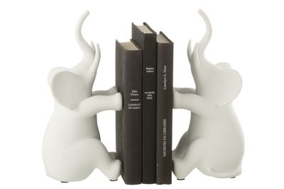 Boekensteunen olifant zittend wit set