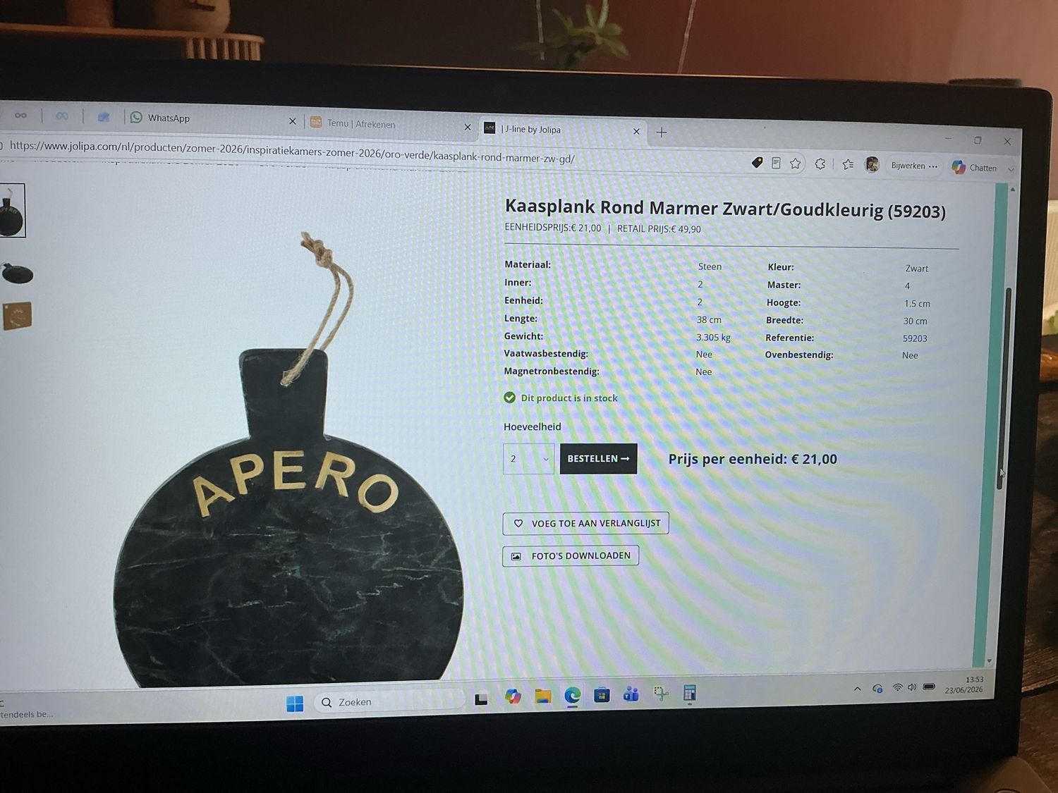 59203 Kaasplank rond apero