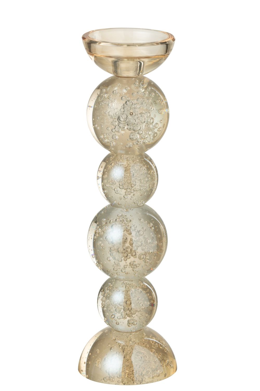 Champagne-colored glass candle holder, size L
