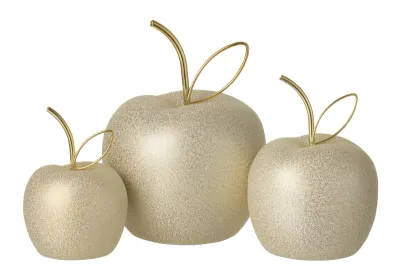 Set Van 3 Decoratieve Appel Porselein Goudkleurig