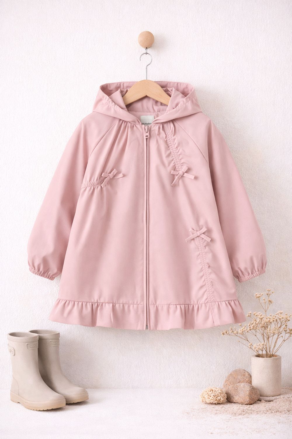 SoftBloom Hooded Raincoat - Blush Pink